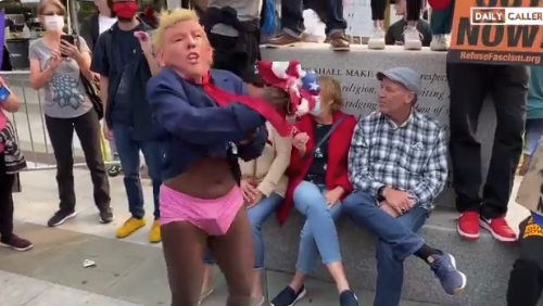 Watch: ‘Classy’ Biden Supporter Desecrates American Flag Using Her Underwear
